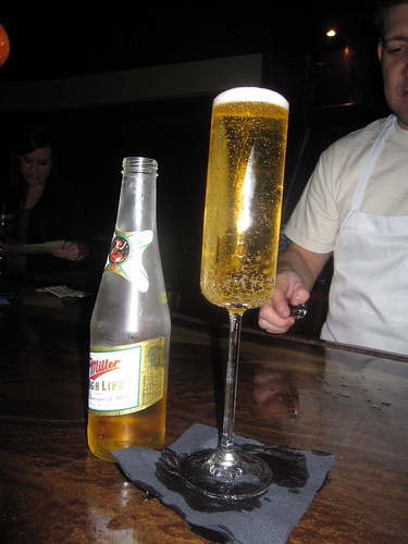 Champagne of beers in a champagne glass