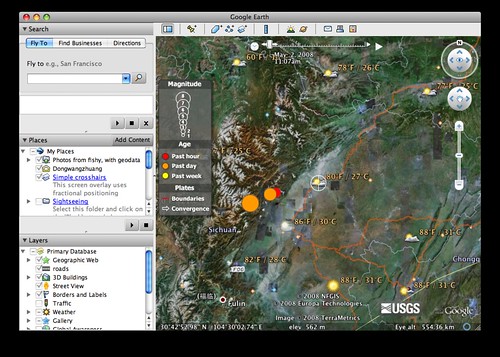 Earthquakes on Google Earth