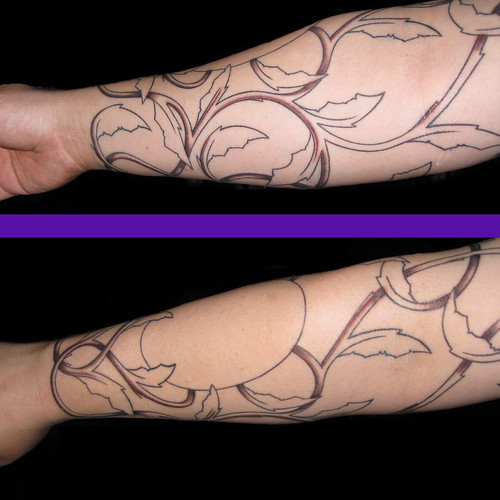 Bat Wing Vines & Vampira Tattoo - Shading Photo 3 