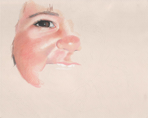 In progress colored pencil portrait.