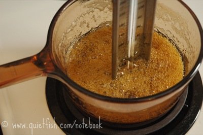 Boiling the syrup