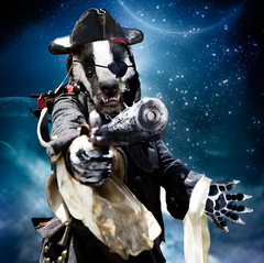 Archibald the space-pirate badger, from Doctor Who and the Pirate Loop, as imagined by Lee Binding