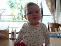Sadie, 7 months, blowing raspberries