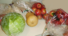 cabbage, squash, apples