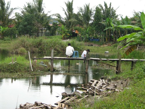 Fishing at the Semenyih pond