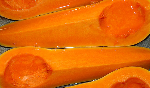 Butternut squash about to roast