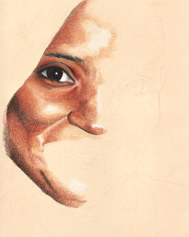 In progress scan of colored pencil drawing