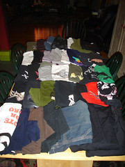 Table full of clothes