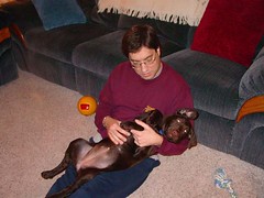 Cheyenne getting belly rub from her daddy. Feb 14, 2006