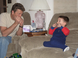Nick &amp; Papa playing harmonica