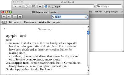Leopard: Calling Dictionary Right from Browser