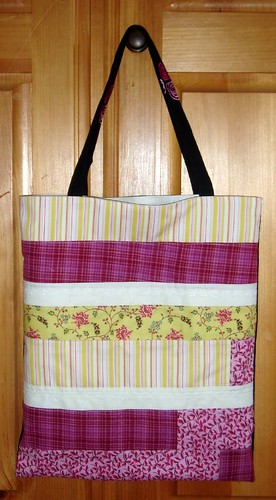 pink green white tote