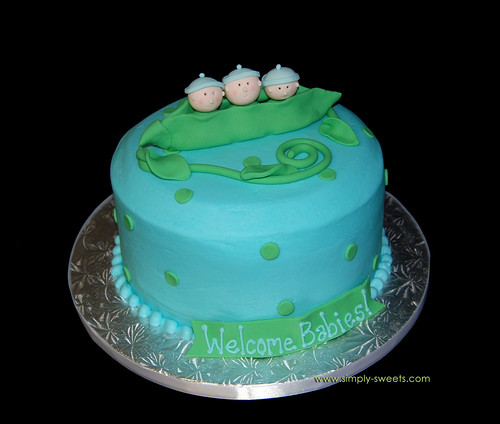 3 peas in a pod triplets baby shower cake