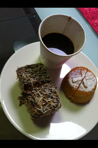 flourless mandarin cake & hummingbird cake with takeaway coffee