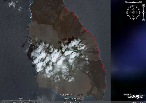 Isla Pinta - DigitalGlobe Image from Google Earth - Eastern Shore (Red Polyline)