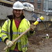 Its a mattock, and yes, it's Gary Webster holding it.  How we miss his hair