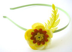 Green, Yellow and Red Vintage Flowers Headband