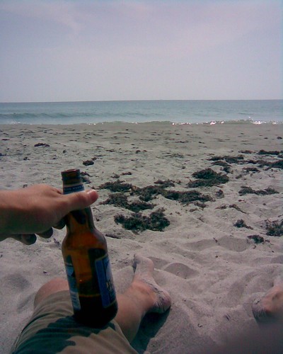 Drinking on the beach...
