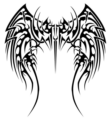 tribal crosses with wings. Angelic tribal wings by