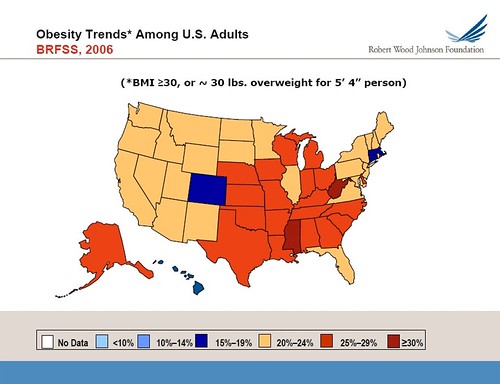 Most of the country has above 20% obesity (Centers for Disease Control and Robert Wood Johnson Fdn)