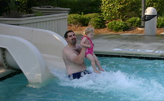 Daddy and Anna coming off the slide