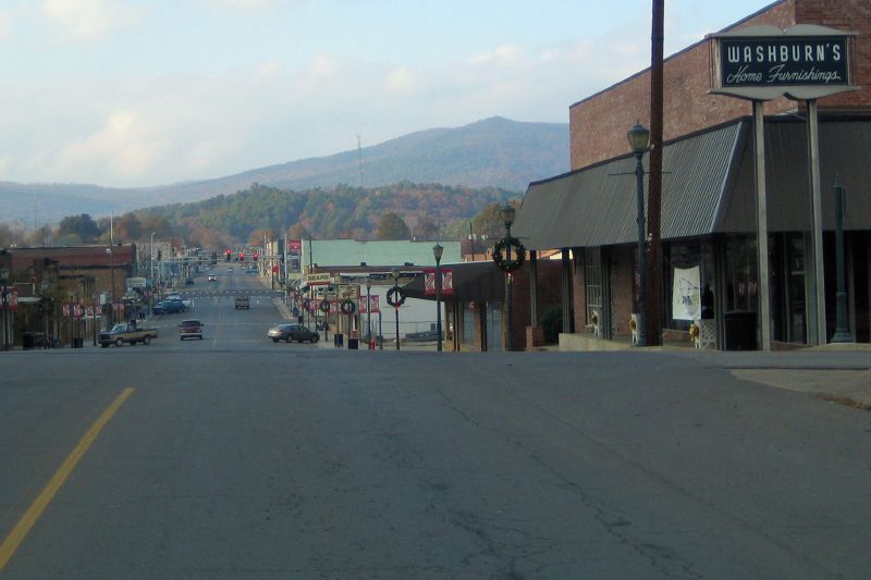 Rich Mountain viewed from Downtown Mena