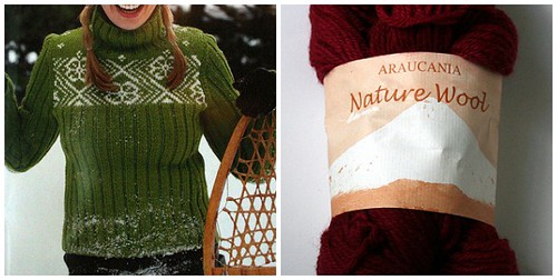ribs and snowflakes in berry nature wool