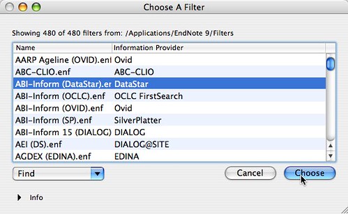 Choose A Filter in EndNote
