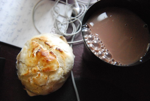 BBQ pork bun and chocolate almond milk