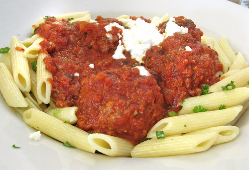 Tuesday Special: Lamb Meatballs in Slow-Cooked Tomato Sauce with Black Olives