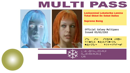 Pass connect gratos: picture Leeloo Dallas Multipass by erinob