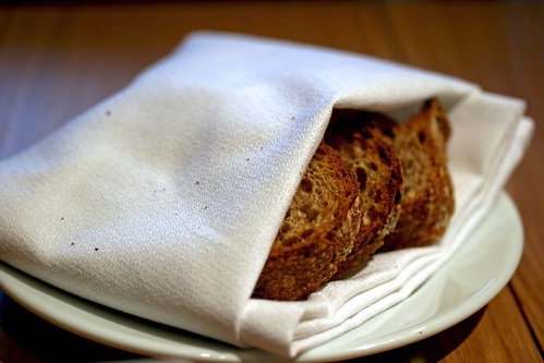 Warm toasts tucked in a napkin
