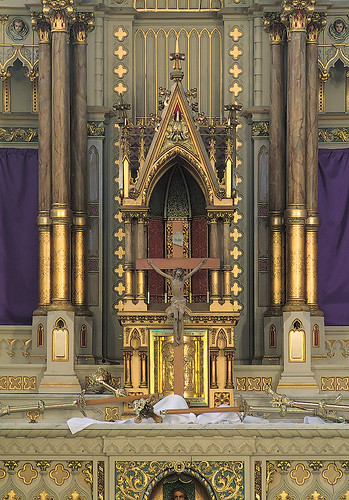 Saint Francis de Sales Oratory, in Saint Louis, Missouri, USA - high altar after "terrae motus" on Good Friday