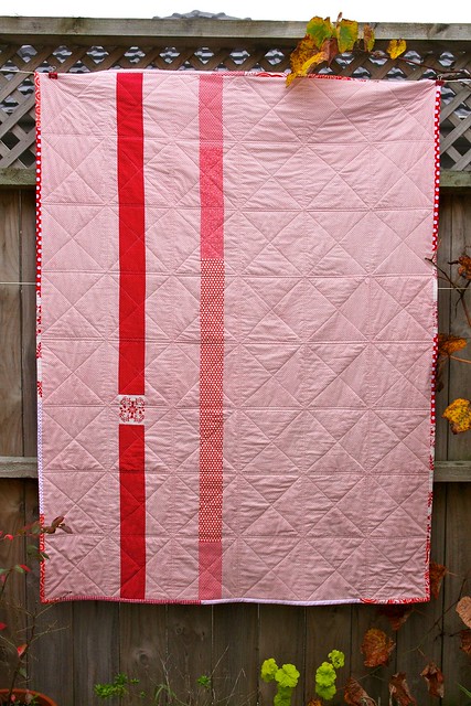 Red quilt back