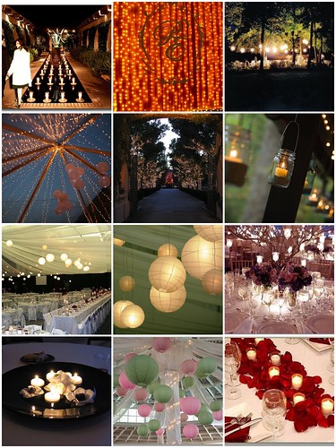 Wedding lights can be in strands or set on the ground in rows 