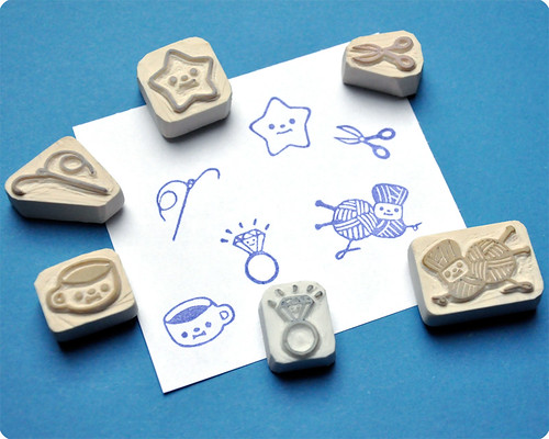 Hand carved rubber stamps for Charlotte