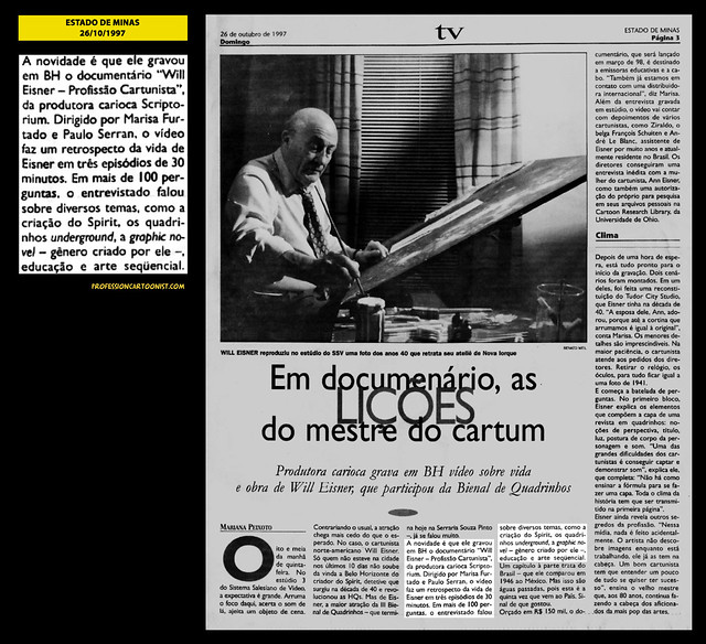 "Em documentário, as lições do mestre do cartum" - Estado de Minas - 26/10/1997