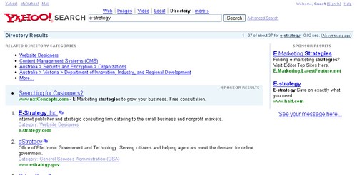 e-strategy - Yahoo! Directory Search Results - 11/05/07