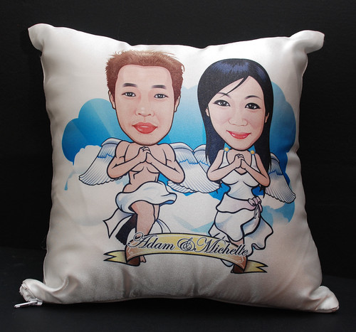 caricatures on square cushion
