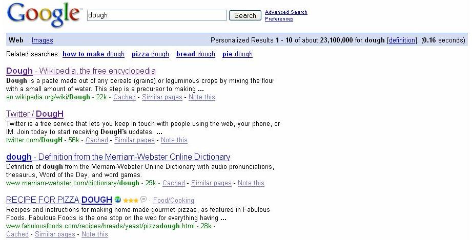 #2 on google for "dough"