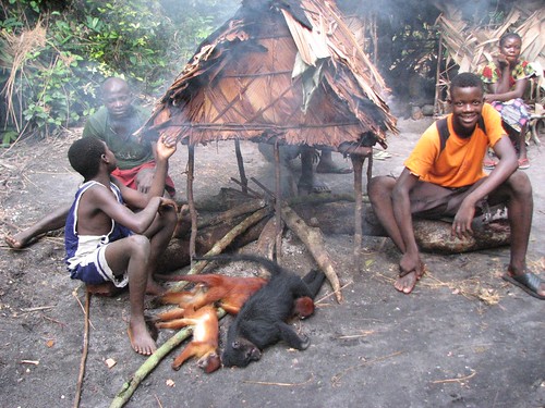 Hunters with their kill, all part of daily life here in the forest