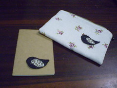 handmade pouch with moleskine notebook