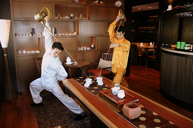 Acrobatic tea-making skills! Leet kung fu! 