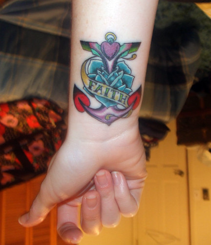 anchor tattoo wrist by Dustin Mendenhall at Tuff Luck