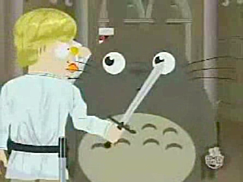 Luke Skywalker Gives Totoro A Sword