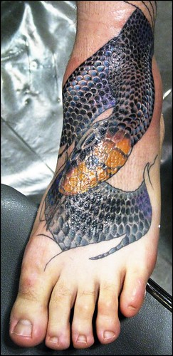  Left Foot Tattoo - Snake 