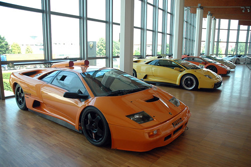 Collection of Diablos at Lamborghini Museum via Modena 12 