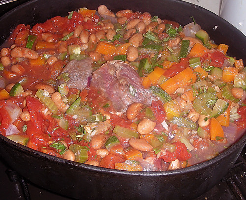 beef and borlotti bean stew