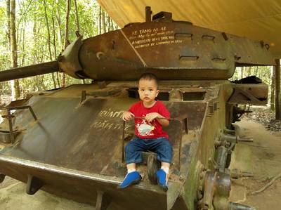 Julian on a tank