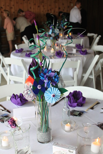 Ryn and Alex's Wedding Reception Handmade Flower Centerpieces